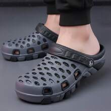 Zuecos Hombre Transpirable EVA Punta Redonda Correa Ajustable Suela Antideslizante Estilo Deportivo Verano Playa Piscina Sandalias - Gris - Ver 3