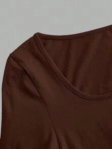 SHEIN EZwear Bộ 3 áo thun dài tay dáng ôm vừa vặn dành cho nữ, phù hợp cho mùa hè và mùa thu - Nhiều màu - Xem 3