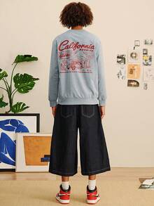 Open Phase 男士秋冬休闲街头风格加州图案印花运动衫和喇叭裤两件套服装 - 彩色 - 查看 5