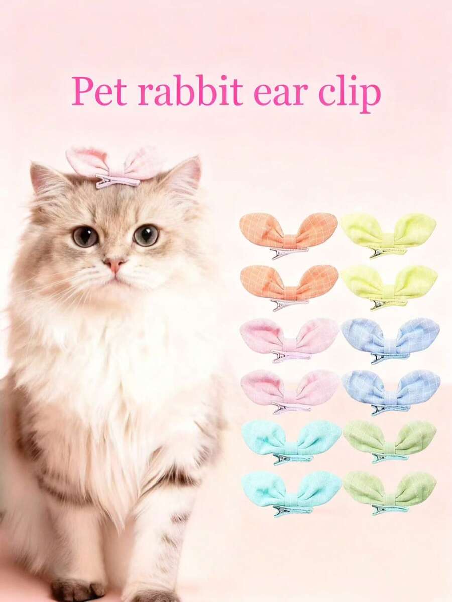PETSIN 1 Piece Pet Rabbit Ear Hair Clip Pet Bow Hair Clip Pet Accessory Pet Supplies - Multicolor - View 1