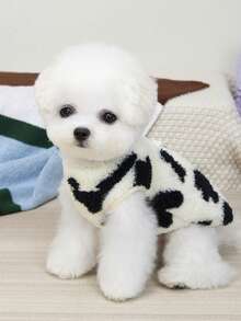 PETSIN Cute Plush Velvet Vest For Small Animals – Super Soft Windproof Autumn/Winter Dog & Cat Clothes, Stylish Cartoon Theme With Leash Buckle, Great For Photoshoots And Everyday Use - 黑色 - 查看 4