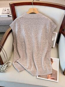 Regalyn Chaleco de punto minimalista de moda de invierno para mujer de talla grande