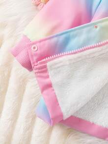 SHEIN Chaqueta con capucha de manga larga y efecto degradado de piel sintética para bebé niña, otoño/invierno - Multicolor - Ver 10