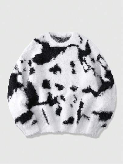 Street Life Maglione girocollo a maniche lunghe da uomo con motivo a contrasto di colore