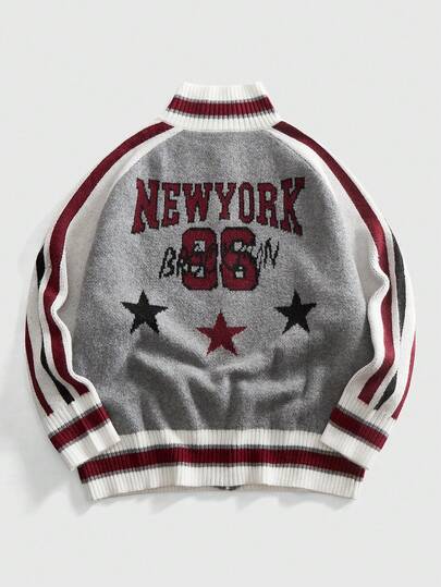 Street Life Men's Casual Preppy Colorblock Patchwork Cardigan, Autumn/Winter