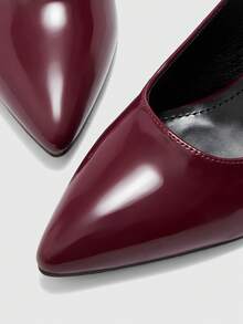 CUCCOO BIZCHIC Pointed Toe Wedge Heel Burgundy Backstrap Comfortable Elegant Versatile Commuter Women's Wedge Slip-On Shoes - Burgundy - View 8