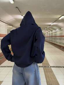 INAWLY 女士印花宽松长袖卫衣 - 藏蓝色 - 查看 2