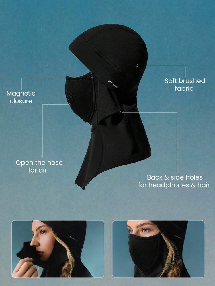 Coleção de Esqui Escudo de Declive Design Magnético Quente e Absorvente de Suor Balaclava Máscara de Esqui Camada Férias ao Ar Livre Outono Inverno Neve Vestuário Ativo Diário