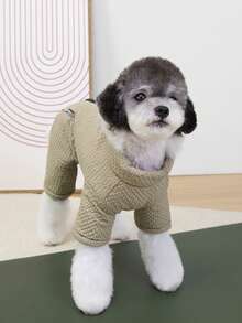 PETSIN 柔软加厚宠物连体衣 – 可爱的四脚抓绒睡衣，适合小型犬猫，秋冬季舒适玩耍和放松的服装