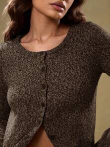 MUSERA Áo khoác cardigan cài nút kiểu cổ điển, phong cách mùa xuân Y2K thập niên 90, giản dị, dễ thương, thích hợp cho sân bay, kỳ nghỉ, mùa đông, đi làm hàng ngày, thanh lịch, dự tiệc tối, mùa xuân hè. - Màu nâu Sô-cô-la - Xem 5