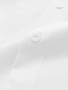 SWAVVY Men Casual Solid Button Up Shirt With Tie, Fall, Couple Things - White - View 4