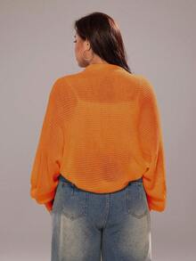 Rustia New Bat Wing Long Sleeve Cardigan Sweater For Women Casual - Orange - View 2