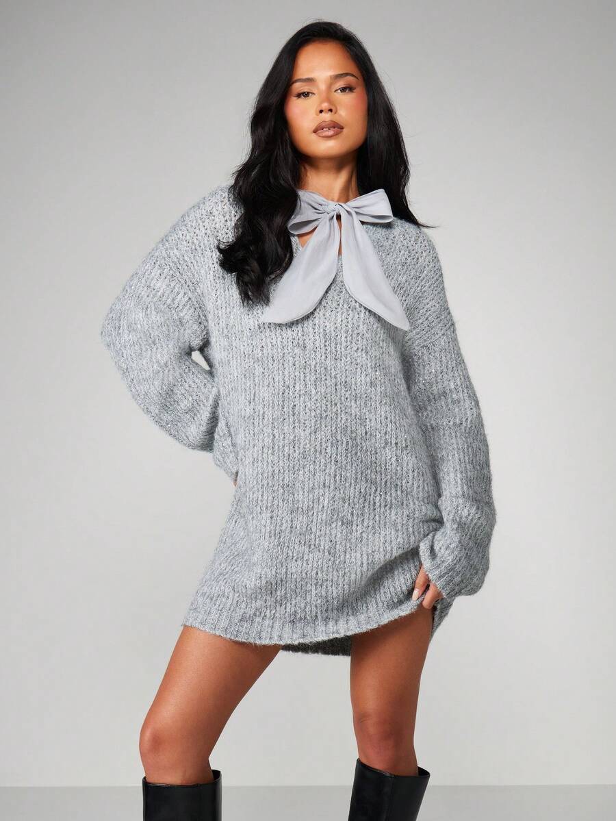 fuzzy knit dress Fuzzy Frankie Midi Dress (Machine Knit) – Lion Brand Yarn