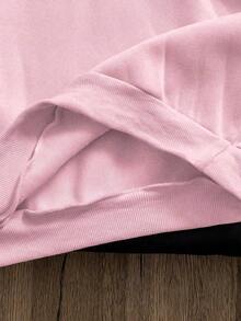 SHEIN 女童休闲可爱芭蕾舞女与咖啡杯卡通印花舒适套头卫衣，芭蕾舞女卡布奇诺粉色秋冬款 - 粉色 - 查看 5