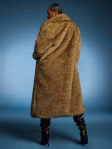 Normani New Autumn Winter Fashion Fluffy Long Coat, Elegant Lady Furry Parka Outerwear - Brown - View 10