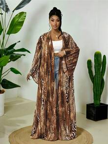 Maweii Áo khoác dài nhẹ họa tiết da báo mới cỡ lớn 2025 dành cho nữ, áo khoác ngoài xuân/hè - Nhiều màu - Xem 5