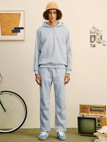 Open Phase Men's Autumn/Winter Casual Hooded Sweatshirt And Sweatpants Sports Suit Spring To Summer - Light Grey - View 4