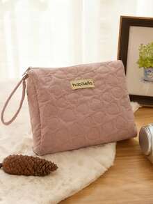 1/2/3 Pcs New Oxford Cloth Makeup Bag With High Value, Large Capacity, Portable And Convenient Travel Wash And Storage Bag, Handbag With Heart Pattern For Cosmetics Storage - Baby Pink - View 5