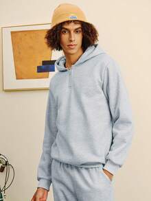 Open Phase Men's Autumn/Winter Casual Hooded Sweatshirt And Sweatpants Sports Suit Spring To Summer - Light Grey - View 3
