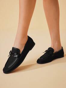 CUCCOO BASICS Round Toe Bow-Knot Flat Comfortable Sweet Flats For Women - Black - View 3
