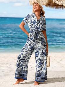 Sylviya Women Floral Print Jumpsuit, Casual Vacation Style Summer Outfits For Women Rompers For Women Bodysuits For Women Jumpsuits For Woman Overalls Women
