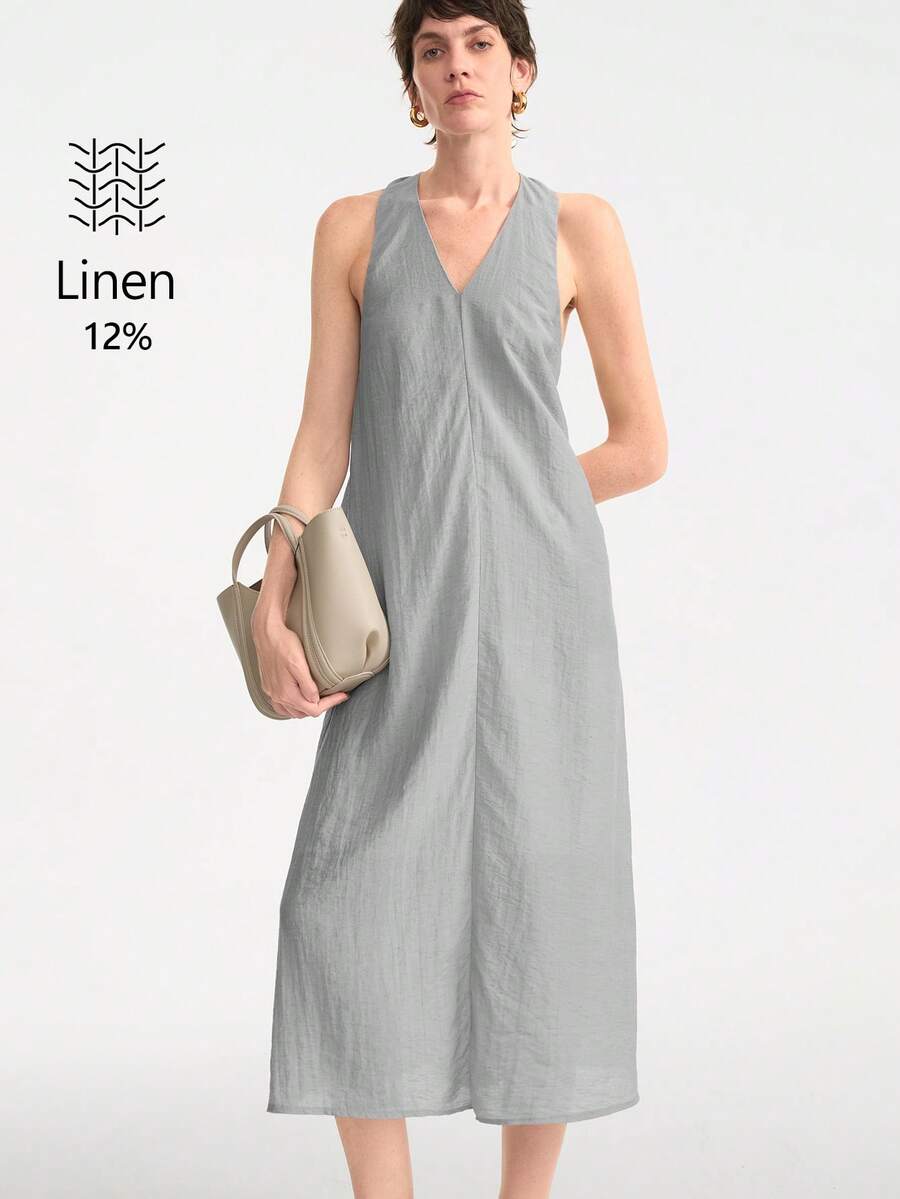 Aalyst Vestido elegante y minimalista sin mangas para mujer