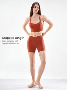 GLOWMODE FeatherFit™ Strappy Sports Bra Low Impact Yoga Pilates Daily - Orange - View 4