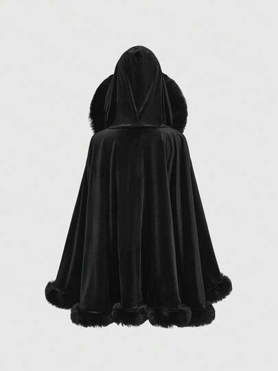 Goth Gothic Christmas Party Fringed Velvet Cape