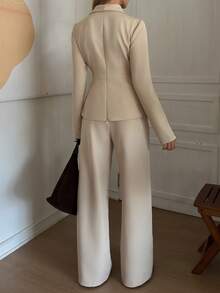 Elyressa Set de 2 bucăți: cămașă cu mânecă lungă cu cataramă metalică în talie și pantaloni