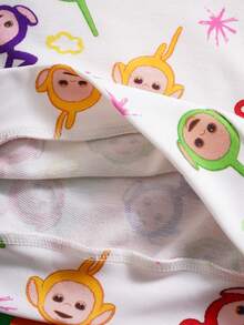 Teletubbies X SHEIN Baby Girl Casual Allover Print Pullover Sweatshirt, Suitable For Everyday Wear, Spring/Autumn Baby Long Sleeve Top Cute Tops Baby Shirts Y2k Toddler Clothes - White - View 7