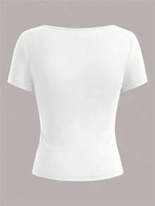 SHEIN EZwear 3 piezas Camisetas casuales de manga corta y corte ajustado para mujer, adecuadas para el verano