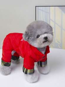 PETSIN Cuddly Thick Pet Jumpsuit – Cute Four-Legged Fleece Pajamas For Small Dogs & Cats, Cozy Autumn/Winter Outfit For Play And Relaxation