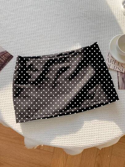 Comfortcana Falda casual minimalista con estampado de lunares para mujer