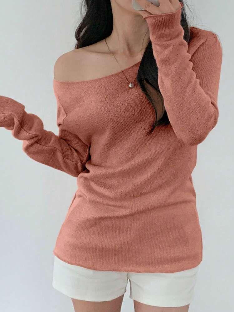 Women's Solid Color Casual Loose Regular Long Sleeve T-Shirt, Autumn