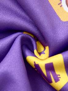 Blippi X SHEIN Young Girl Cute Bow & Cartoon Figure Graphic Round Neck Drop Shoulder Flutter Sleeve Purple Knit Sweatshirt Top Purple Kids Outfits Cute - Purple - View 7