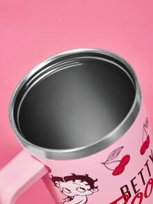 Betty Boop x SHEIN 40 盎司/1200 毫升真空隔热不锈钢，防漏盖，适合热饮/冷饮，适合大多数杯架 - 粉色 - 查看 6