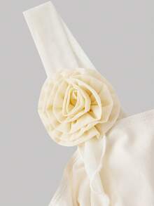 SHEIN MOD 杏色浪漫3D印花女式连衣裙，约会装，情人节装，新年连衣裙 - 杏色 - 查看 3