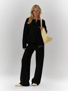 MUSERA Oversized Rib Knit Embroidered Zip Through Long Sleeve Cardigan Only Fall Autumn Cosy Cute Casual Coffee Club New Year Thanksgiving