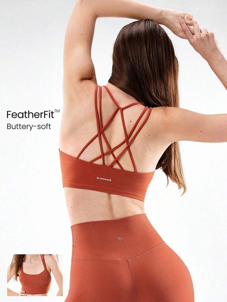 FeatherFit™ Strappy Sports Bra Low Impact Yoga Pilates Daily