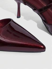 CUCCOO SZL Pointed Toe Stiletto High Heel Burgundy Pearl Fabric Sexy Comfortable Daily Commute Versatile Women's High Heel Pumps, Elegant Fashion Party Dress Shoes