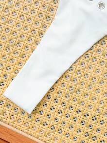 SHEIN Swim Bộ đồ bơi liền thân gợi cảm màu trơn mới 2025 cho nữ đi biển mùa hè thường ngày gợi cảm - trắng - Xem 4