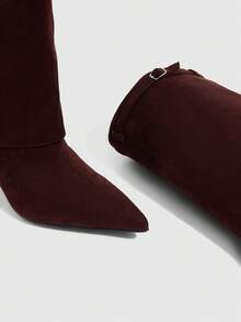 CUCCOO SZL Damen Mode Spitze Zehen Wildleder Overknee Stiefel, elegante vielseitige Slim Heel Overknee Stiefel - Braun - Übersicht 6