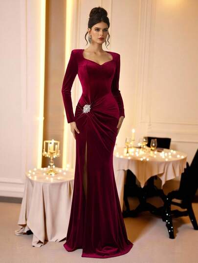 Coutiva Formal Evening Gown (Heavily Embellished) Evening Gown Gala Evening Gown Dusty Blue Formal Dress Gala Dresses