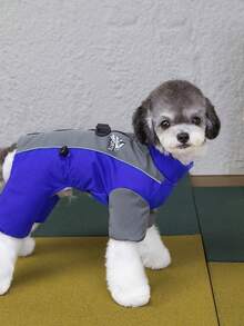PETSIN 柔软加厚宠物连体衣 – 可爱的四脚抓绒睡衣，适合小型犬猫，秋冬季舒适玩耍和放松的服装 - 藍色 - 查看 3