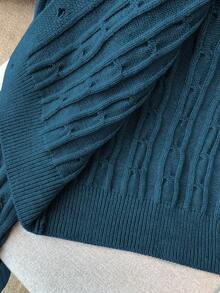 Elnivra Y2K Stylish Fashionable Blogger-Inspired 2 In 1 Patchwork Knit Cropped Cardigan, European And American Style,Street Chic - Teal Blue - View 8