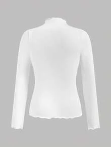 SHEIN 4 Stücke/Set Lässig Basics für Tween-Mädchen, einfarbige gestrickte elastische Langarm Unterhemd Tops, vielseitig einsetzbar, ideal für Lässig & Alltag & Schule im Herbst & Winter, Muss-haben