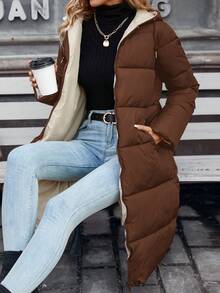 SHEIN Frenchy معطف نسائي طويل مبطن دافئ للخريف/الشتاء