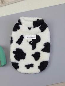 PETSIN Cute Plush Velvet Vest For Small Animals – Super Soft Windproof Autumn/Winter Dog & Cat Clothes, Stylish Cartoon Theme With Leash Buckle, Great For Photoshoots And Everyday Use - 黑色 - 查看 5