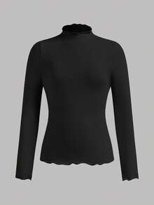 SHEIN 4 Stücke/Set Lässig Basics für Tween-Mädchen, einfarbige gestrickte elastische Langarm Unterhemd Tops, vielseitig einsetzbar, ideal für Lässig & Alltag & Schule im Herbst & Winter, Muss-haben