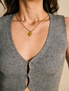 Poéselle Women's Summer French Casual Solid Color Sleeveless Knit Top Simple Vest Open Cardigan Vest Hem Slit Vest Summer V-Neck Vest Vacation Cardigan Holiday Top V-Neck Asymmetrical Hem